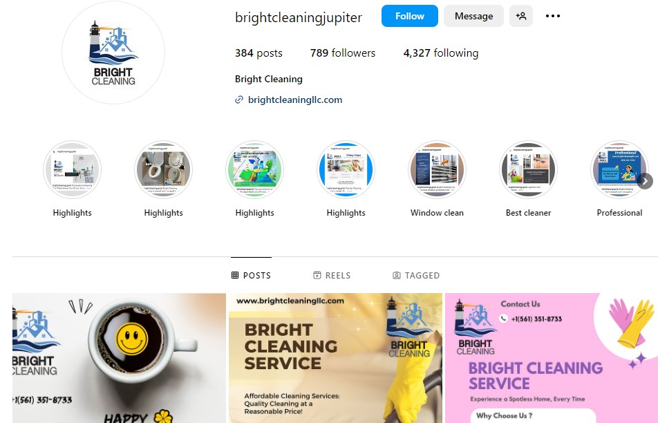Bright Cleaning LLC - Instagram Page