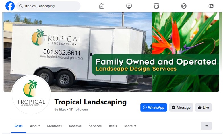 Tropical Landscaping LLC - Facebook Page