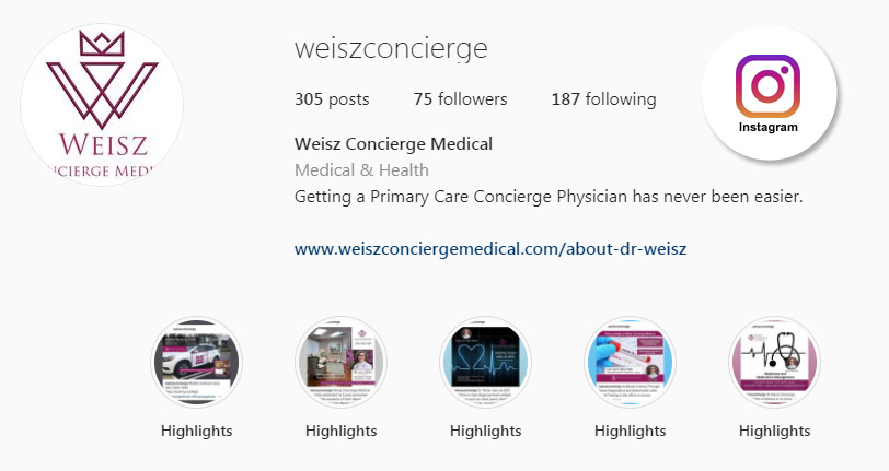 Weisz Concierge Medical - Instagram Page